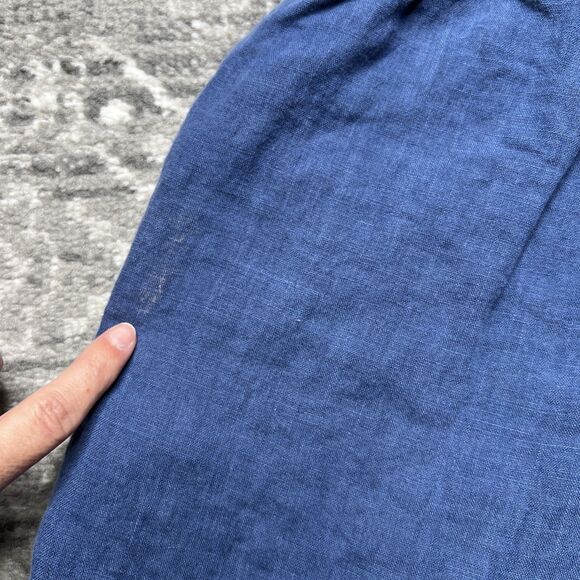 FLAX Brand Blue Linen Shorts Size Small Elastic Waist Lagenlook Casual Comfort - Picture 10 of 10